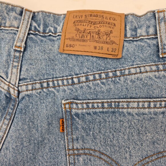 Levis 550 Vintage Orange Tab Mens 36x32 Relaxed Fit Tapered Blue Denim - Picture 5 of 9